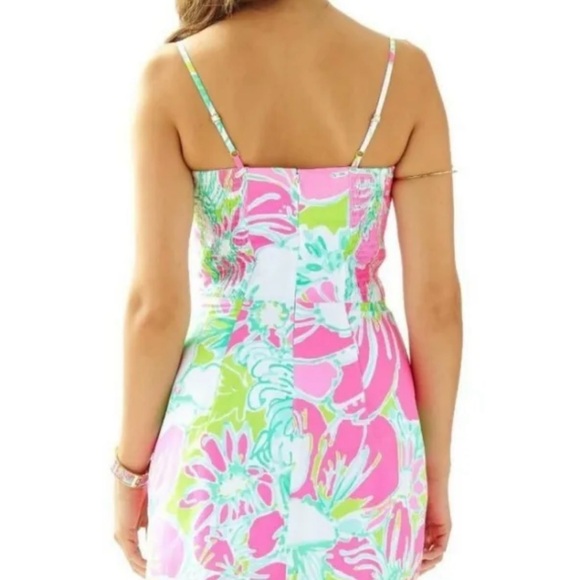 Lilly Pulitzer Pink Patterned Dress with White Embroidery Size 4 - Picture 3 of 6